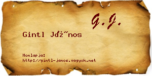 Gintl János névjegykártya